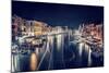 Venice City at Night, Beautiful Majestic Cityscape, Many Glowing Lights in the Buildings over Grand-Anna Omelchenko-Mounted Photographic Print