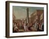 Venice - Comedians on the Piazzetta, 18Th Century (Oil on Canvas)-Jean Baptiste Leprince-Framed Giclee Print