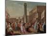 Venice - Comedians on the Piazzetta, 18Th Century (Oil on Canvas)-Jean Baptiste Leprince-Mounted Giclee Print