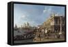 Venice: Dock Facing the Zecca Palace with the Column of Saint Theodoro-Canaletto-Framed Stretched Canvas