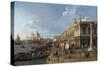 Venice: Dock Facing the Zecca Palace with the Column of Saint Theodoro-Canaletto-Stretched Canvas