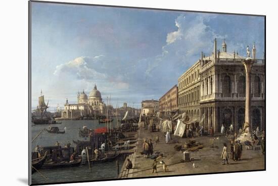 Venice: Dock Facing the Zecca Palace with the Column of Saint Theodoro-Canaletto-Mounted Art Print