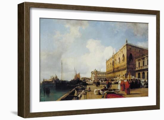 Venice: Ducal Palace with a Religious Procession-Richard Parkes Bonington-Framed Giclee Print