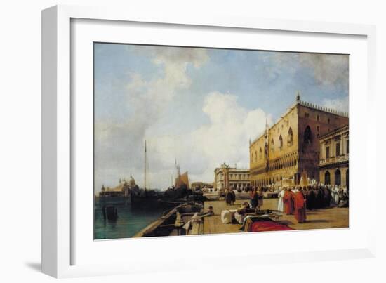 Venice: Ducal Palace with a Religious Procession-Richard Parkes Bonington-Framed Giclee Print