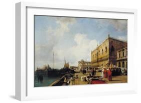 Venice: Ducal Palace with a Religious Procession-Richard Parkes Bonington-Framed Giclee Print