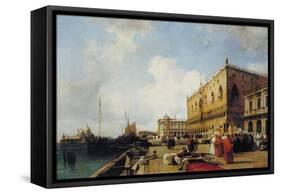 Venice: Ducal Palace with a Religious Procession-Richard Parkes Bonington-Framed Stretched Canvas