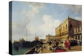 Venice: Ducal Palace with a Religious Procession-Richard Parkes Bonington-Stretched Canvas