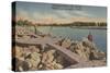 Venice, Florida - Fishing Scene on the Jetties-Lantern Press-Stretched Canvas