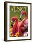 Venice, Florida - Flamingos-Lantern Press-Framed Art Print