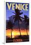 Venice, Florida - Palms and Sunset-Lantern Press-Framed Art Print