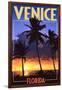 Venice, Florida - Palms and Sunset-Lantern Press-Framed Art Print