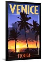 Venice, Florida - Palms and Sunset-Lantern Press-Framed Art Print