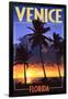 Venice, Florida - Palms and Sunset-Lantern Press-Framed Art Print