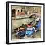 Venice. Gondolas. Artwork In Painting Style-Maugli-l-Framed Art Print