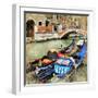 Venice. Gondolas. Artwork In Painting Style-Maugli-l-Framed Art Print