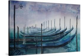 Venice Gondolas during Fog-Markus Bleichner-Stretched Canvas