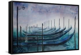 Venice Gondolas during Fog-Markus Bleichner-Framed Stretched Canvas