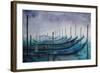 Venice Gondolas during Fog-Markus Bleichner-Framed Art Print