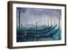 Venice Gondolas during Fog-Markus Bleichner-Framed Premium Giclee Print