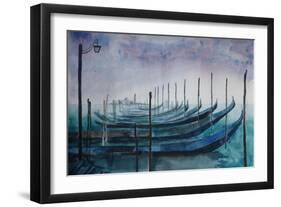 Venice Gondolas during Fog-Markus Bleichner-Framed Art Print