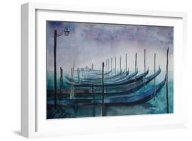 Venice Gondolas during Fog-Markus Bleichner-Framed Art Print