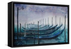 Venice Gondolas during Fog-Markus Bleichner-Framed Stretched Canvas