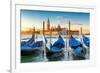 Venice Gondolas on San Marco Square at Sunrise, Venice, Italy-lucky-photographer-Framed Photographic Print