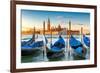 Venice Gondolas on San Marco Square at Sunrise, Venice, Italy-lucky-photographer-Framed Photographic Print