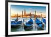 Venice Gondolas on San Marco Square at Sunrise, Venice, Italy-lucky-photographer-Framed Photographic Print