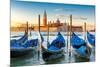 Venice Gondolas on San Marco Square at Sunrise, Venice, Italy-lucky-photographer-Mounted Photographic Print