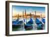 Venice Gondolas on San Marco Square at Sunrise, Venice, Italy-lucky-photographer-Framed Photographic Print