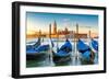 Venice Gondolas on San Marco Square at Sunrise, Venice, Italy-lucky-photographer-Framed Photographic Print