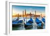 Venice Gondolas on San Marco Square at Sunrise, Venice, Italy-lucky-photographer-Framed Photographic Print