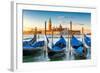 Venice Gondolas on San Marco Square at Sunrise, Venice, Italy-lucky-photographer-Framed Photographic Print