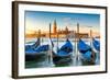 Venice Gondolas on San Marco Square at Sunrise, Venice, Italy-lucky-photographer-Framed Photographic Print