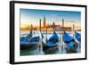 Venice Gondolas on San Marco Square at Sunrise, Venice, Italy-lucky-photographer-Framed Photographic Print