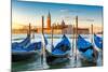 Venice Gondolas on San Marco Square at Sunrise, Venice, Italy-lucky-photographer-Mounted Photographic Print