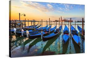 Venice Gondolas Sunrise Italy-null-Stretched Canvas