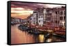 Venice Grand Canal Gondolas, Hotels and Restaurants at Sunset from the Rialto Bridge-Flynt-Framed Stretched Canvas
