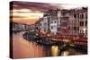 Venice Grand Canal Gondolas, Hotels and Restaurants at Sunset from the Rialto Bridge-Flynt-Stretched Canvas