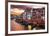 Venice Grand Canal Gondolas, Hotels and Restaurants at Sunset from the Rialto Bridge-Flynt-Framed Photographic Print