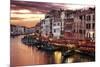 Venice Grand Canal Gondolas, Hotels and Restaurants at Sunset from the Rialto Bridge-Flynt-Mounted Photographic Print