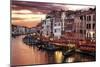 Venice Grand Canal Gondolas, Hotels and Restaurants at Sunset from the Rialto Bridge-Flynt-Mounted Photographic Print