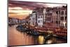 Venice Grand Canal Gondolas, Hotels and Restaurants at Sunset from the Rialto Bridge-Flynt-Mounted Photographic Print