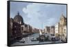 Venice, Grand Canal looking Southwest from Chiesa degli Scalzi to Fondamenta della Croce-Canaletto-Framed Stretched Canvas