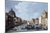 Venice, Grand Canal looking Southwest from Chiesa degli Scalzi to Fondamenta della Croce-Canaletto-Mounted Giclee Print