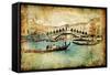 Venice - Great Italian Landmarks Vintage Series-Maugli-l-Framed Stretched Canvas