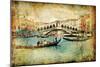 Venice - Great Italian Landmarks Vintage Series-Maugli-l-Mounted Art Print