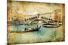 Venice - Great Italian Landmarks Vintage Series-Maugli-l-Mounted Art Print