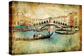 Venice - Great Italian Landmarks Vintage Series-Maugli-l-Stretched Canvas